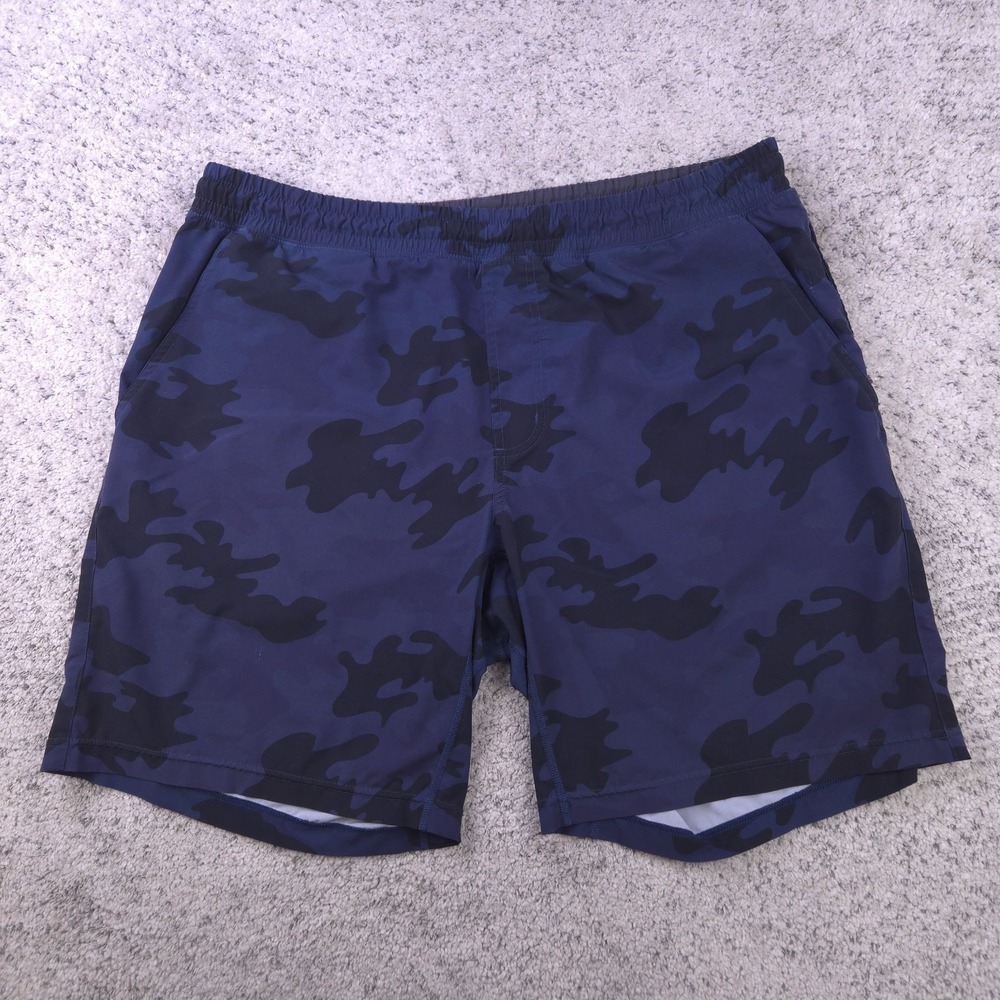 Rhone Shorts Mens Large Camo Camouflage Unlined Training Golf Mako 9 Inseam Blue